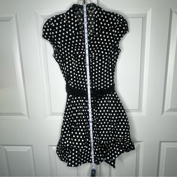 IZ Byer Black and White Polkadot Dress Size S with Cap Sleeves - Picture 9 of 12